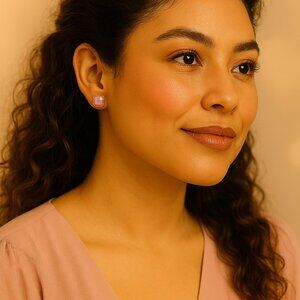 14th & Union Pink Stone on Gold mounting Studded Earrings